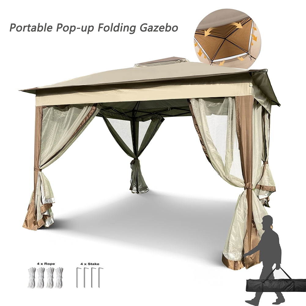 Kadyn 11x 11Ft Outdoor Party Tent, Wedding Party Tent with Removable Zipper Netting, 2-Tier Soft Top Event Tent for Patio Backyard Garden Camping Area,Coffee Kadyn 11x 11Ft Outdoor Party Tent, Wedding Party Tent with Removable Zipper Netting, 2-Tier Soft Top Event Tent for Patio Backyard Garden Camping Area,Coffee