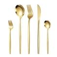 thumbnail image 2 of Juego de cubiertos dorados de acero inoxidable de 30 piezas, juego de cubiertos, cuchillos, tenedor y cuchara, apto para lavavajillas, 2 of 5