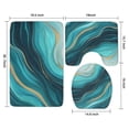 thumbnail image 3 of Teal Marble Gold Wave Pattern Bathroom Rugs Sets 3 Piece,Toilet Cover Set,Absorbent Non Slip Bathroom Mats Sets with U-Shaped Contour Rug Toilet Rug Set, 3 of 5