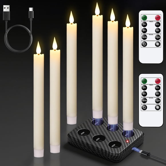 Velas LED recargables sin llama Lamp GenSwin, paquete de 6