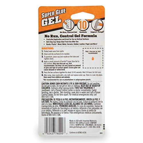 Gorilla Super Glue Gel, 3 Gram Tubes, Clear, (Pack of 6)