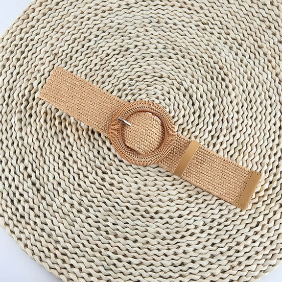Wancir Woven Belt for Women Straw Elastic Stretch Waist Belt Boho Belts Ladies Summer Beach Dress Belts