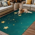 thumbnail image 2 of Fsddascl Yellow Teal Star Outdoor Rug for Patio/Deck/Porch, Non-Slip Large Area Rug 5 x 8 Ft, Elegant Sky Star Art Indoor Outdoor Rugs Washable Area Rugs, Reversible Camping Rug Carpet Runner, 2 of 5