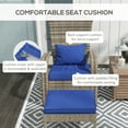 thumbnail image 5 of Outsunny Wicker Adirondack Chair Fire Pit Chair w/ Ottoman & Cushions, Blue, 5 of 9
