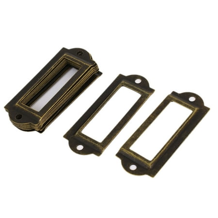Library File Drawer Label Tag Name Card Holder Bronze Tone 10pcs