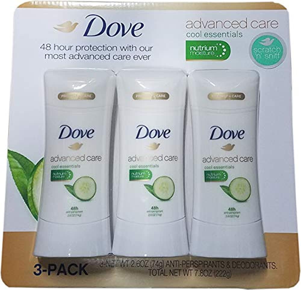 dove advanced care cool essentials antiperspirant, 2.6 ounce (pack of 3)