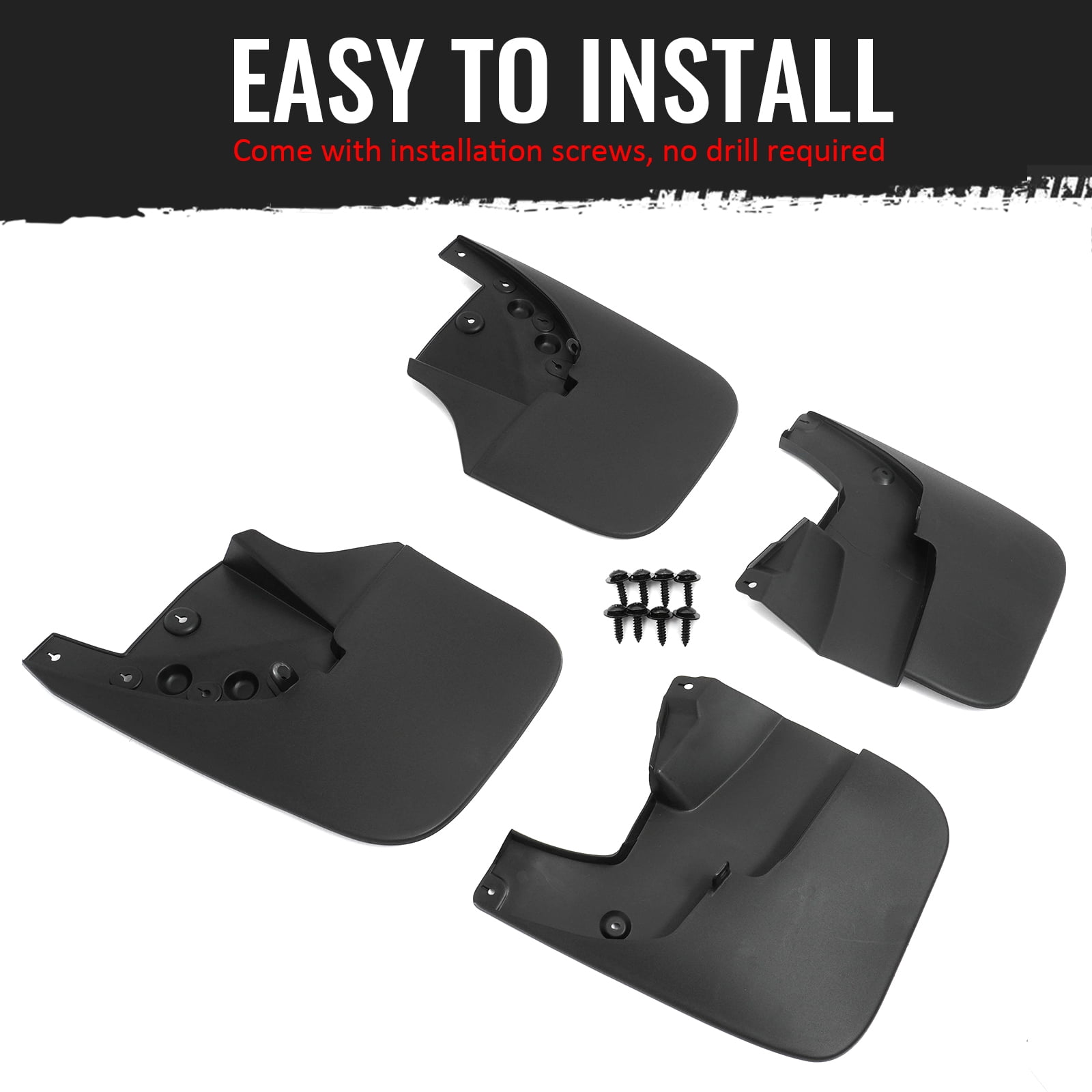 Ikon Motorsports 4PCS Front Rear Mud Flaps Wheel Arch Splash Guards MudFlaps For 2014-2021 Toyota Tundra W/O Fender Flares, PP 76621 76622 76625 76626