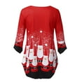 thumbnail image 6 of DYMADE Women Christmas 3/4 Sleeve Irregular Print Pleated Top, 6 of 6