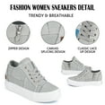 thumbnail image 4 of JENN ARDOR Women's Canvas Casual Shoes Lace Up Classic Splicing Platform Slip-On Low Top Sneakers Rubber Sole Wedge Low Top Fashion Sneakers With Zipper, 4 of 7