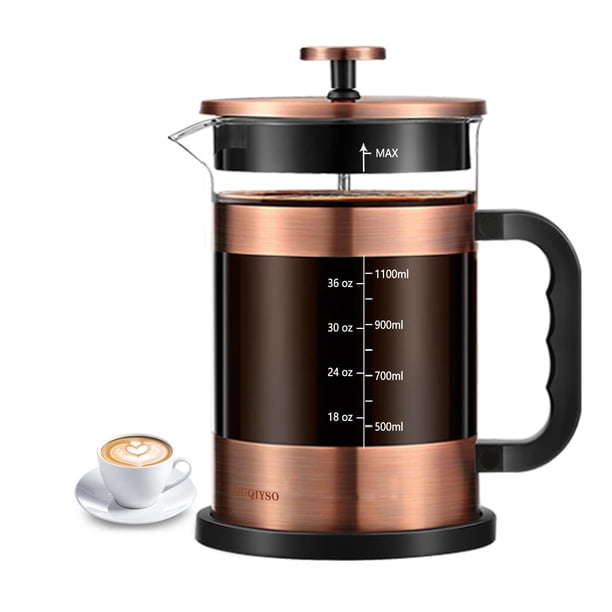 Cafetera de prensa francesa QUQIYSO 1500 ml de acero inoxidable 304