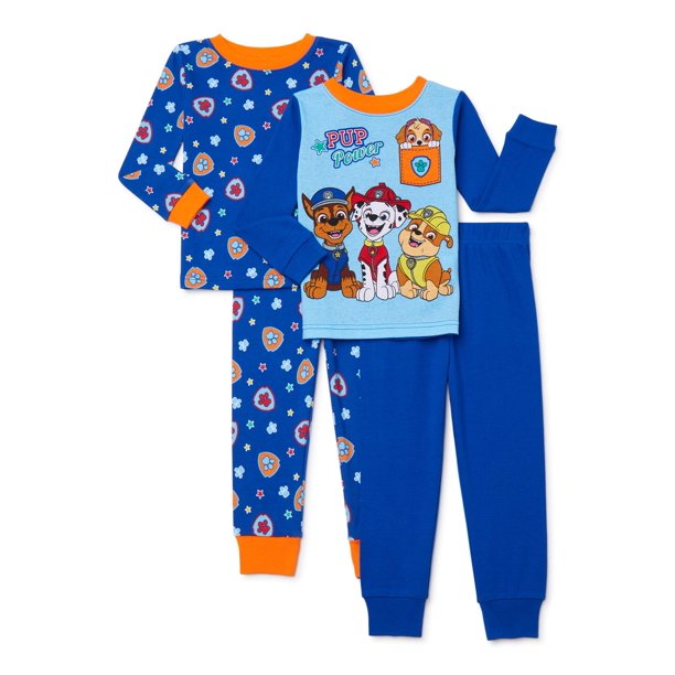 PAW Patrol Paw Patrol Toddler Boy Long Sleeve Snug Fit Cotton Pajamas, 4pc Set