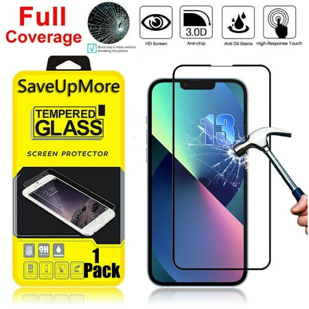 Njjex [1-Pack] for Apple iPhone 13 13 Mini 13 Pro 13 Pro Max Tempered Glass Screen Protector, Full Screen Coverage, Anti-Scratch, Anti-Fingerprint, Bubble Free