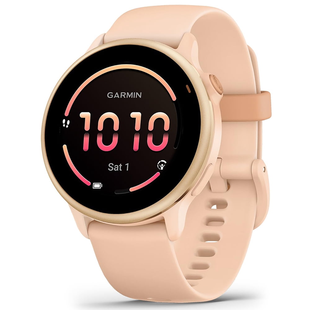 Garmin 010-02985-03 VIVOACTIVE 6 Health and Fitness GPS Smartwatch Pink Dawn with Silicone Band Bundle with Deco Essentials Nylon Elastic Bands 3 Pack, Dust Cover 3 Pack and Screen Protector 2 Pack