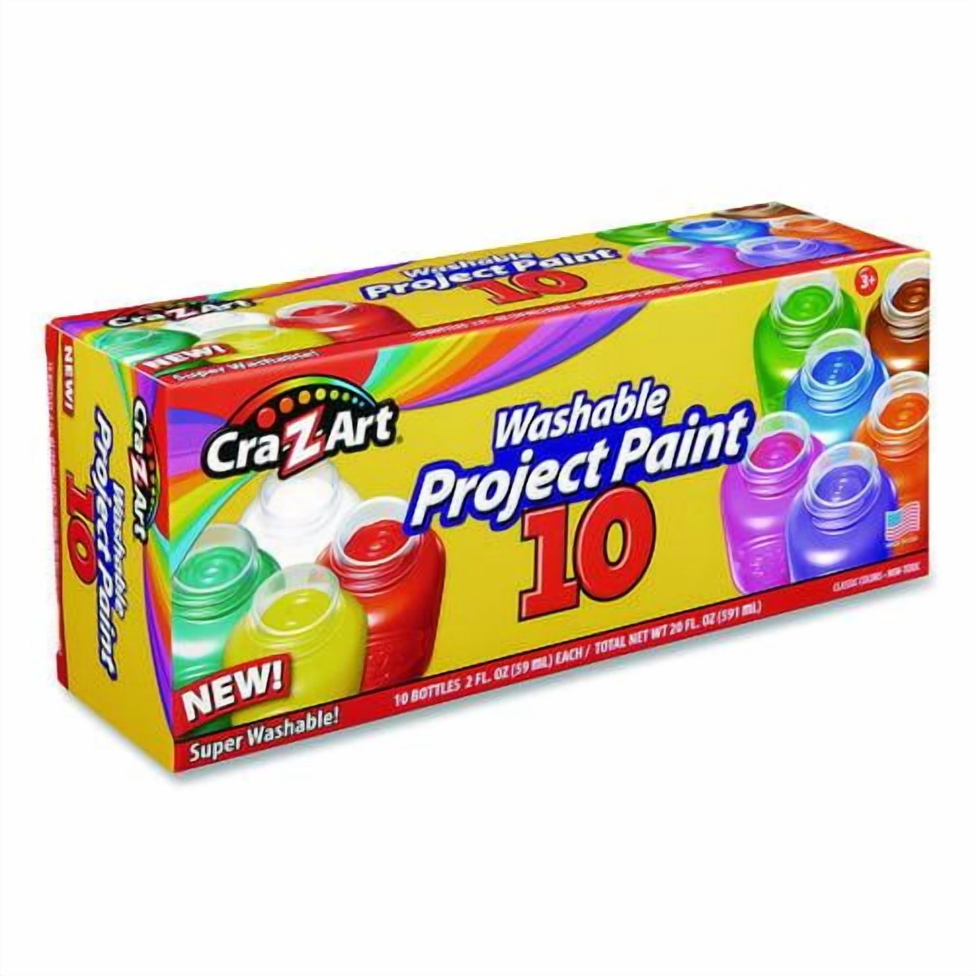 Washable Project Paints, 10 Assorted Colors, 2 oz Bottles, 10/Pack | Bundle of 2