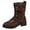 Brown, variant on Womens Motorcycle Boots Fashion Splice Upper Low Heel Riding Booties for Winter Fall Casual Lace up Ladies Mid Calf Boots