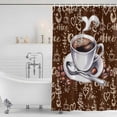 thumbnail image 2 of Polyester Fabric Coffee Shower Curtain, Vintage Art Pastoral Waterproof Bathtub Curtain Bathroom Decor Set with Hooks 66 x 72 Inches, 2 of 6