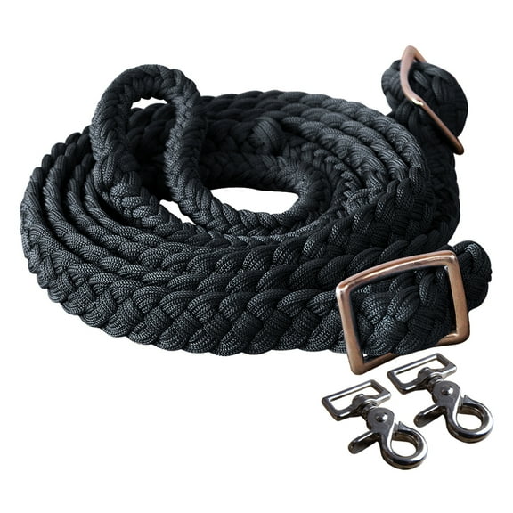1" X 8Ft Hilason Braided Poly Horse Barrel Reins Flat W/ Easy Grip Knots Snaps