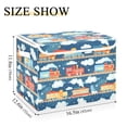 thumbnail image 5 of Yayeee Collapsible Cube Storage Bin with Lid Fabric Closet Decorative Basket with Handles, Blue Cute Train Pattern, 5 of 7
