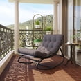 thumbnail image 2 of EDTara Rocking Chair with Cushion, Indoor/Outdoor Adjustable Metal Frame Padded Lounge Rocker, 450 Lbs Capacity Glider for Garden, Poolside, Balcony, Backyard, Modern Design, 2 of 7
