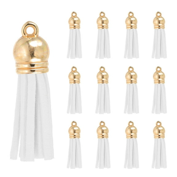 Uxcell 1.5 Inch Leather Tassels, 30 Pcs Faux Leather Keychain Charm Bulk for DIY Craft, White