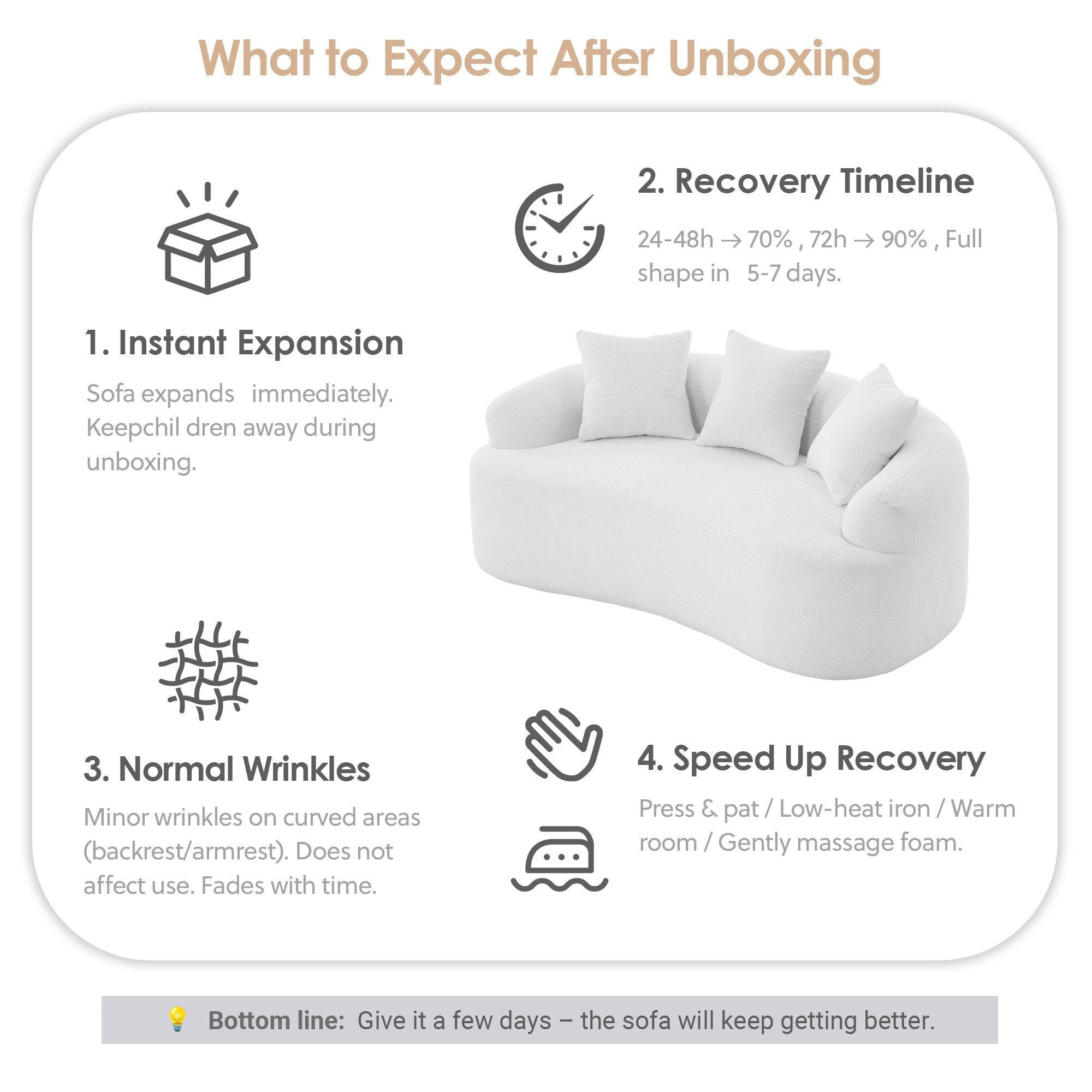 Sailvan Curved Loveseat No-Assembly Chenille Sofa for Small Spaces