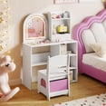 thumbnail image 4 of Costway Kids Vanity Set Princess Girls Makeup Vanity Desk with 3-Color LED Lighted Mirror White, 4 of 9