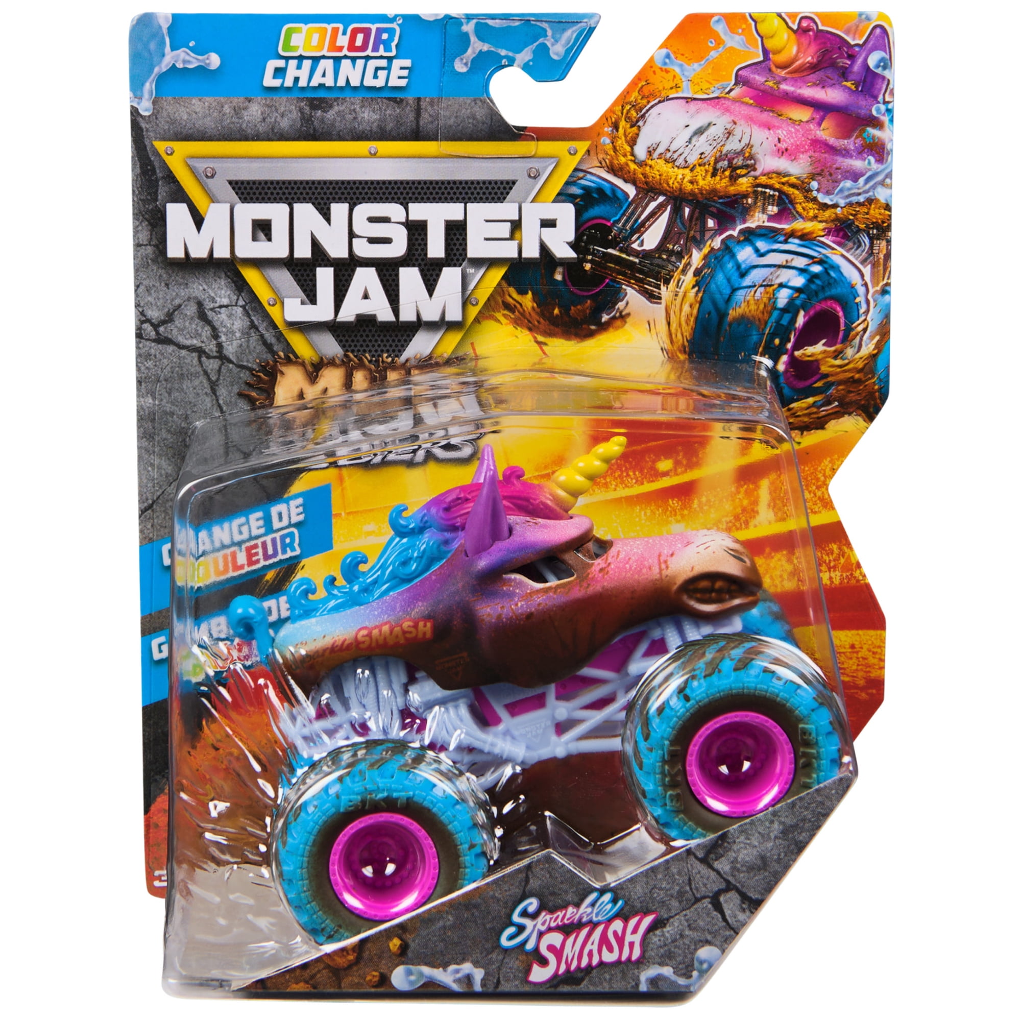 Monster Jam Mud Blasters Sparkle Smash Color Change Monster Jam Truck 1:64 Die Cast Vehicle