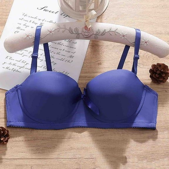 Qetyuw Women's Smoothing Bras No Wire T-Shirt Bra Padded Push Up Underwear Lightly Lined Adjustable Straps Bras Full Coverage Gathered Everyday Bra