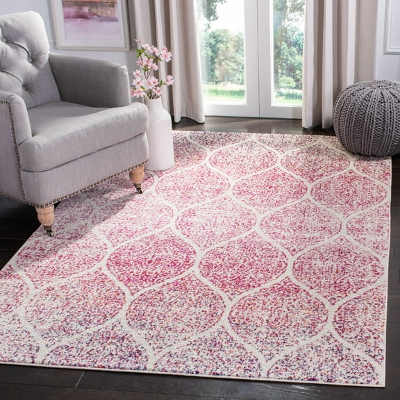 SAFAVIEH Madison Leighton Geometric Area Rug, Cream/Fuchsia, 2'3" x 4'