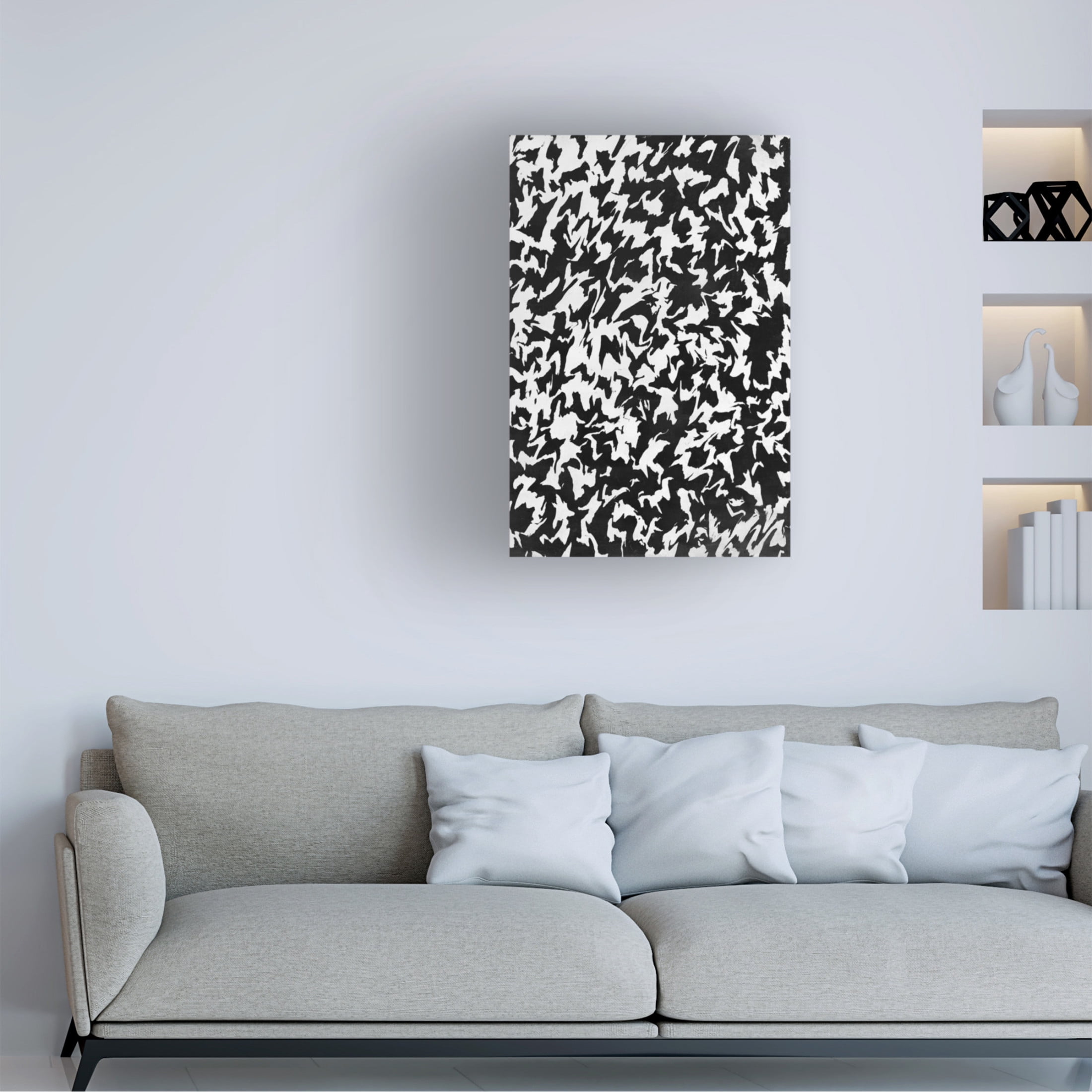 Canvas Wall Art - Treechild 'Black And White Zig Zag Pattern' Wall Art for Living Room, Bedroom, or Office D?cor by Trademark Fine Art - 12 x 19 Inches