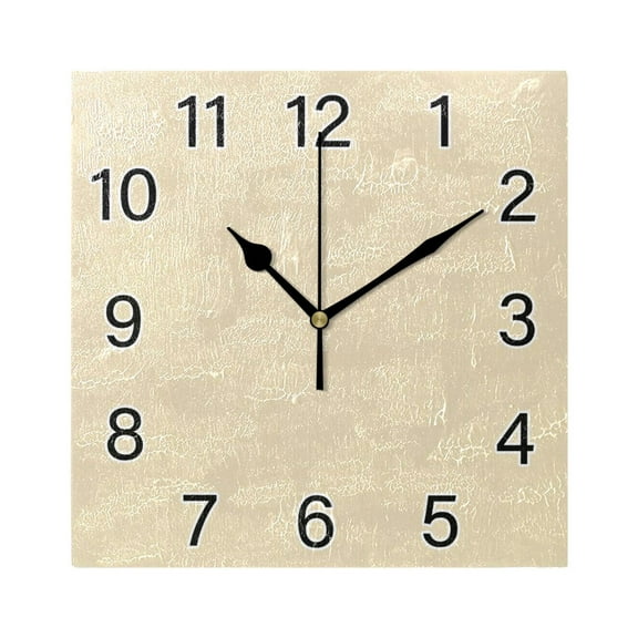 Ryvnso Beige Wall Clock Square Silent Non-Ticking Battery Operated 7.78"