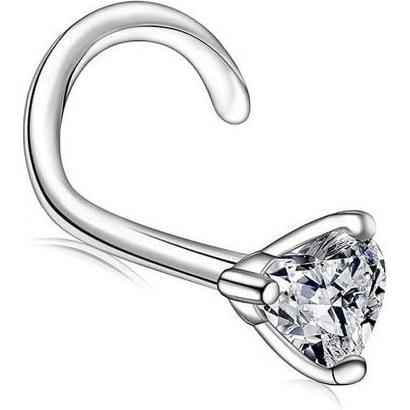 20g Moissanite Heart Nose Studs | 925 Sterling Silver Hypoallergenic Nose Rings for Women & Men