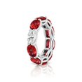 thumbnail image 2 of HeartsAndYou 6ct Oval Cut Natural Red Garnet & Moissanite Eternity Band 14k SOLID White Gold, 2 of 9
