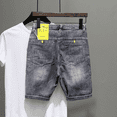 thumbnail image 3 of Pantalones cortos vaqueros anchos para hombre, holgados, estilo Hip Hop, estilo Harajuku, estilo retro, de color azul, finos y groseros, 3 of 4
