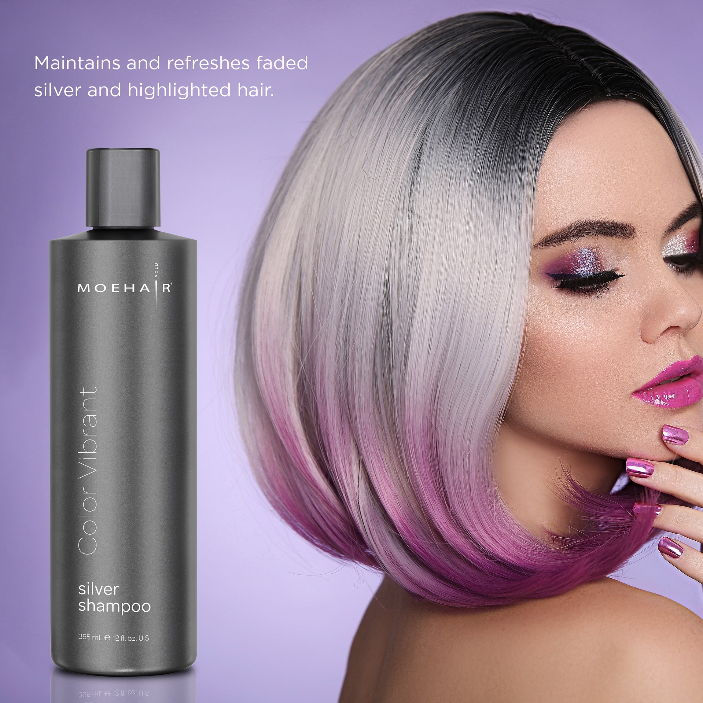 Moehair Color Vibrant Silver Shampoo 12 fl oz | Purple Shampoo for Gray, Platinum, and Silver HairMoehair Color Vibrant Silver Shampoo 12 fl oz | Purple Shampoo for Gray, Platinum, and Silver Hair