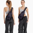 thumbnail image 6 of Sling Backpack,Purple Halloween Ghost Pumpkin Skull Pattern Crossbody Bag with Water Bottle Holder,Waterproof Sling Bag for Men/Women with Chest Phone Holder for Hiking,Travel, 6 of 6