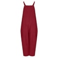 thumbnail image 7 of jtjvou Overalls For Women Loose Fit Wide Leg Jumpsuits Casual Oversized Rompers Long Cargo Pants With Pockets 2025 Red L, 7 of 7