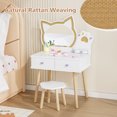 thumbnail image 2 of Ktaxon Kids' Vanity Table and Stool Makeup Dressing Set w/ Mirrors & Drawer, Pink, 2 of 7