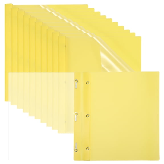 Plastic Report Covers with Prong, 30 Pcs 80 Sheet Capacity Clear Front Presentation Binders, Yellow