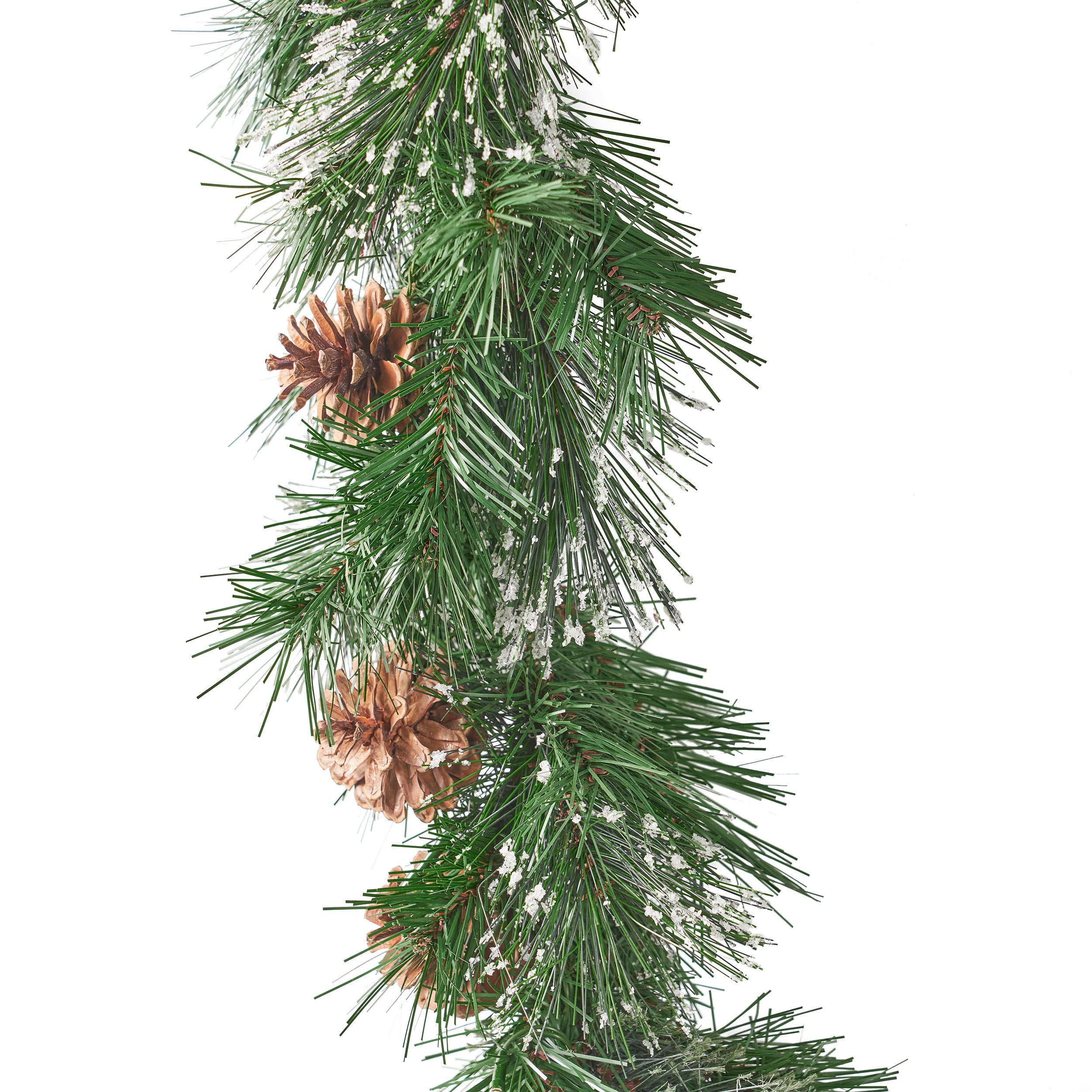 Noble House 9 Foot Artificial Mixed Spruce LED Christmas Garland with Snowy Branches and Pinecones, Green/Clear LED - image 4 of 5