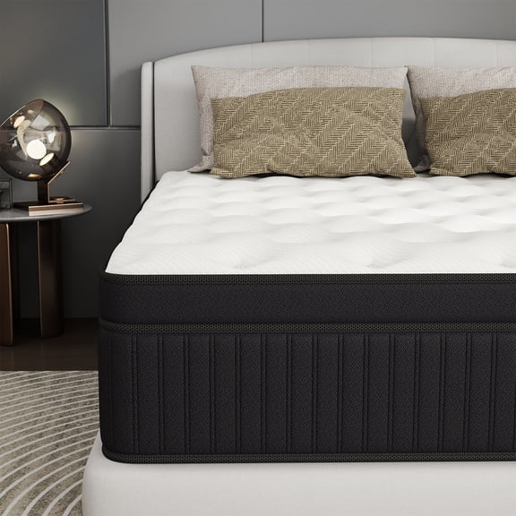 Abunitt 12 inch Queen Mattress in a Box, Gel Memory Foam Pocket Innerspring Hybrid, Medium Firm, Cooling Pressure Relief Mattress for Adults