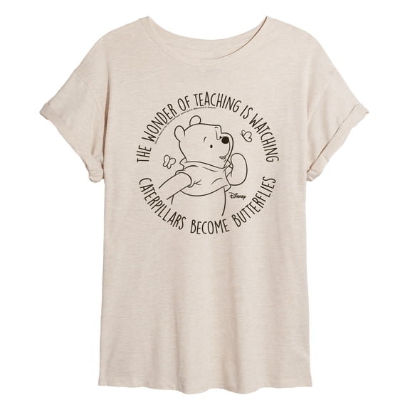 Winnie The Pooh - The Wonder Of Teaching - Juniors Oversized Graphic T-Shirt