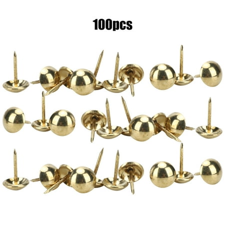 

Big sale 100Pcs Upholstery Nail Antique Brass Iron Furniture Decorative Drawing Pin Accessories 11x17mmGold
