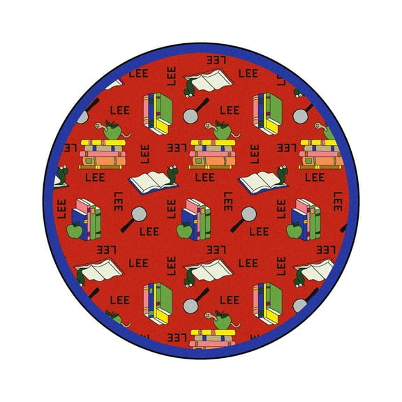 Joy Carpets 1564E-03 Kid Essentials Bookworm Language & Literacy Round Rugs  03 Red - 7 ft. 7 in.
