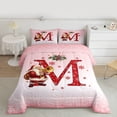 thumbnail image 3 of Manfei Red Initial M Letter Bedding Comforter Set, Kawaii Cartoon Santa Claus Twin Comforter Sets, Merry Christmas Reversible Bedding Set, Breathable Home Decor, 2pcs, 3 of 9