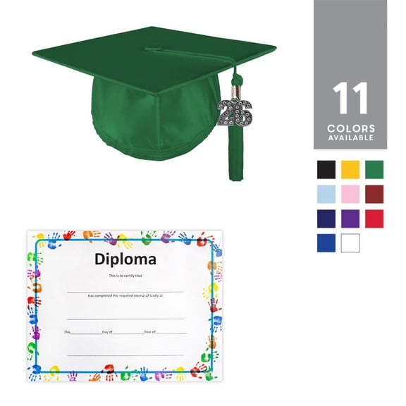 Class Act Graduation Kindergarten Preschool Unisex Shiny Graduation Cap and Bling Tassel with Diploma Certificate, Red