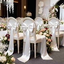 Chair Bows Chair Sashes, Soft Fabric Wedding Christmas Event Decor, Adjustable Tie Bows For Holiday Party Banquet Chairs