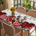 thumbnail image 3 of Valentine's Day Table Cloths for 3 Foot Rectangle Tables, Red Love Heart Eucalyptus Floral Grey Plaid Patio Waterproof Elastic Fitted Tablecloths, Washable Rectangular Table Cover for Camping, 3 of 8