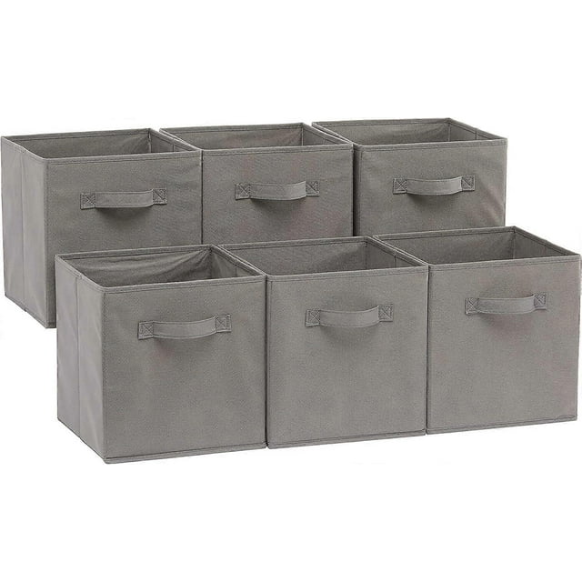 Foldable Fabric Organizer with Handles, 10.5 "x10.5 "x11", Pack of 6, Gray