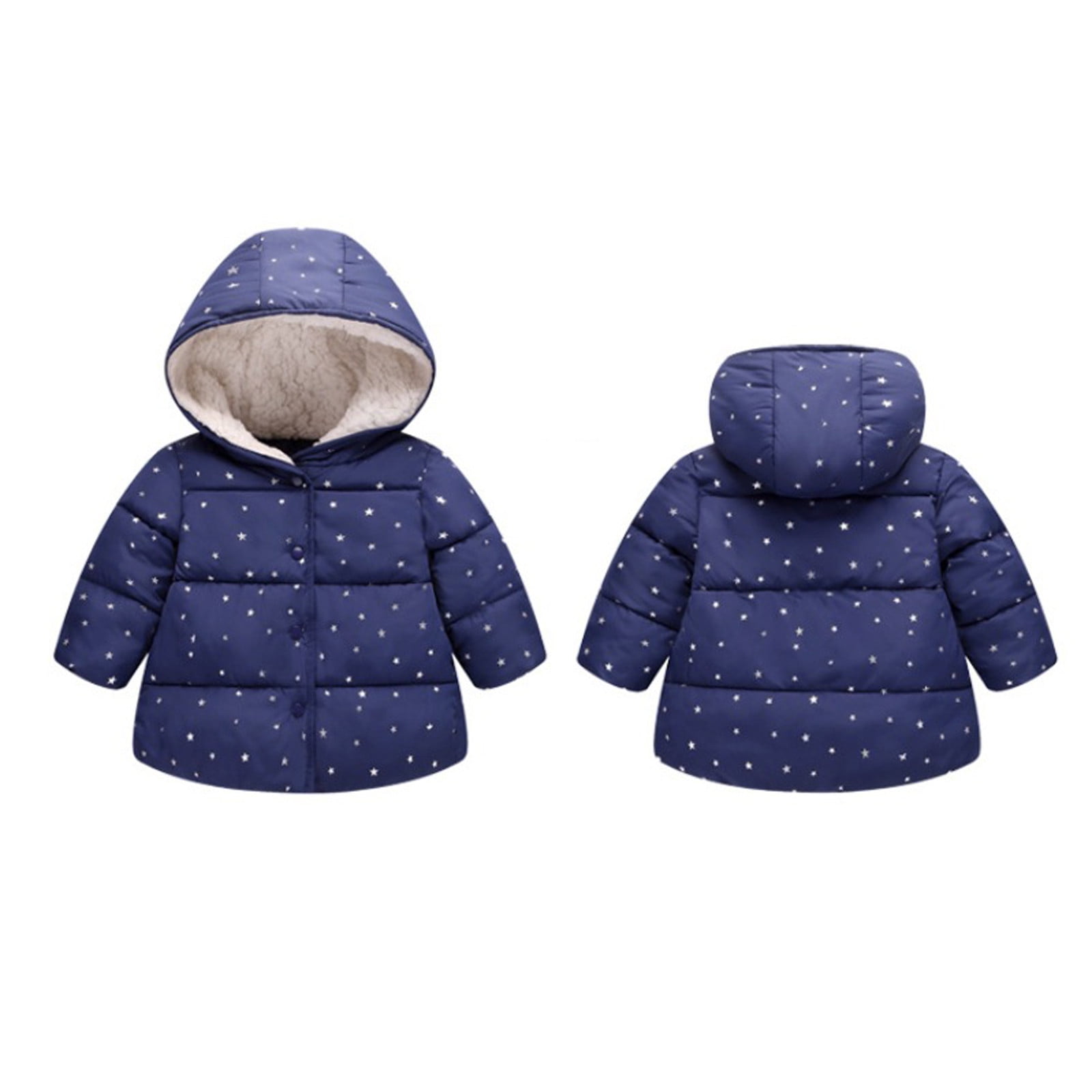 Coat for Girls Long Sleeve Crew Round Hooded Warm Outerwear Clothes Winter Coats,Size 4 Years-5 Years